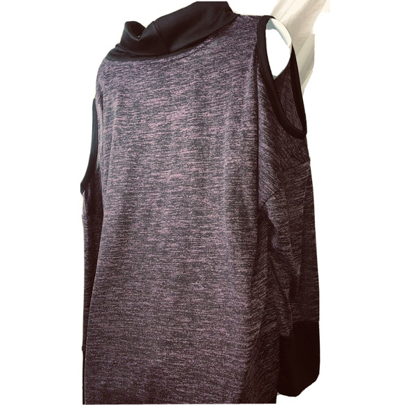 2X Reebok RBX Sweater Womens Purple Black Cowl Neck L/S Cold Shoulder NWT - Picture 5 of 14